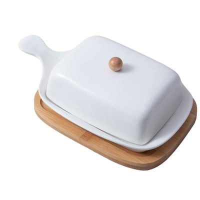 DOITOOL 1pc Butter Plate with Lid Butter Plate for Hotel Ceramics Dish Household Tableware Flatware