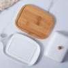 DOITOOL 1pc Butter Plate with Lid Butter Plate for Hotel Ceramics Dish Household Tableware Flatware view 2