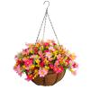 Home and Outdoors Silk Chain Hanging Basket Flowerpot Flowers Artificial Daisy Red Flowers and Pink Flowers (Medium Basket) view 1