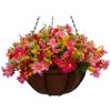 Home and Outdoors Silk Chain Hanging Basket Flowerpot Flowers Artificial Daisy Red Flowers and Pink Flowers (Medium Basket) view 2