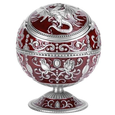 CUEA Non-Fading Metal Ashtray, Ashtray with Lid, Wine Red for Office Home, default