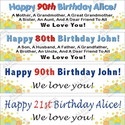 22" X 88" Custom Personalized Happy 50th, 60th, 70th, 80th, 90th, 100th Birthday Party Banner Sign