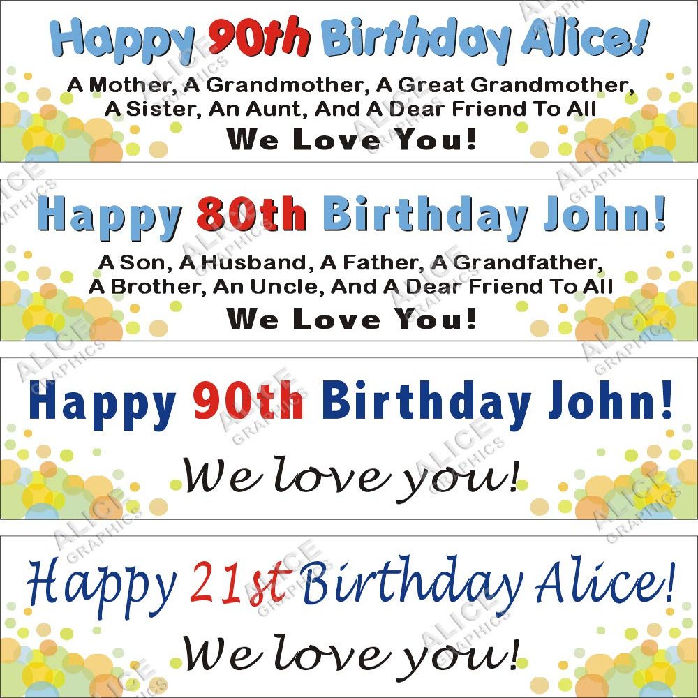 22" X 88" Custom Personalized Happy 50th, 60th, 70th, 80th, 90th, 100th Birthday Party Banner Sign
