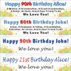 22" X 88" Custom Personalized Happy 50th, 60th, 70th, 80th, 90th, 100th Birthday Party Banner Sign view 1
