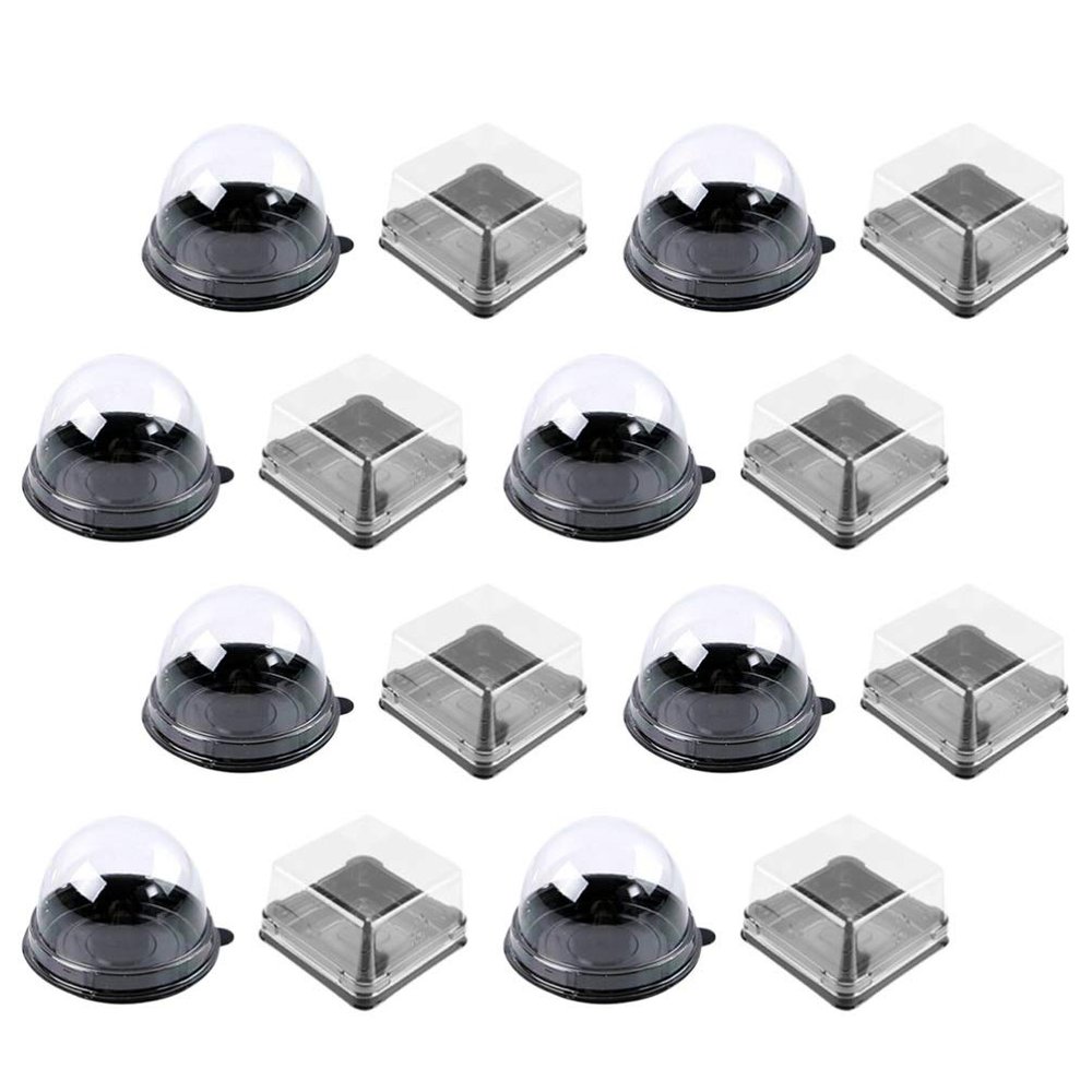 Cabilock 100pcs Moon Cake Boxes Convenient Round Bakery Packaging Black Storage Containers for -yolk Cookies Easy to Assemble Food Cover Transparent Design