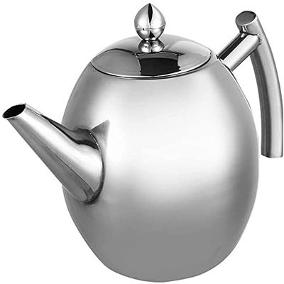 1.5 Litre Stainless Steel Coffee Jug,Thickened Flat Bottom Tea Carafe Mirror Gloss Finished,Filter Included for Home Hotel Cafe Bar Restaurant,1.5L