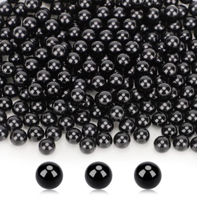 Suream Beads for Makeup Brush Holder 1300Pcs Black, No Hole Round Beads 8mm/0.31In Bulk Vase Filler Pearls for Holding Brush Lipstick Eyeliner, Birthday Party, Wedding Table Scatter, Craft Decoration