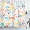 Ambesonne Video Games Shower Curtain, Monochrome Sketch Gaming Design Racing Monitor Device Gadget Teen 90's, Cloth Fabric Bathroom Decor Set with Hooks, 69" W x 70" L, Earth Yellow view 1