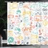 Ambesonne Video Games Shower Curtain, Monochrome Sketch Gaming Design Racing Monitor Device Gadget Teen 90's, Cloth Fabric Bathroom Decor Set with Hooks, 69" W x 70" L, Earth Yellow view 3