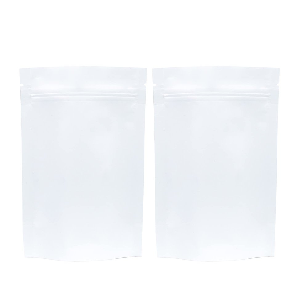 QQ Studio 100PCS Matte Double-Sided Colored Stand-Up Resealable QuickQlick Bags (16x22cm (6.3x8.6"), White)