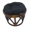 18 Inch Jet Black Round Footstool Papasan Chair Cushion - Indoor Durable Traditional Style Microsuede Bohemian Frame with Padded Cushion Soft Tufted Thick Pad Blazing Needles Rattan Standard Ottoman view 1