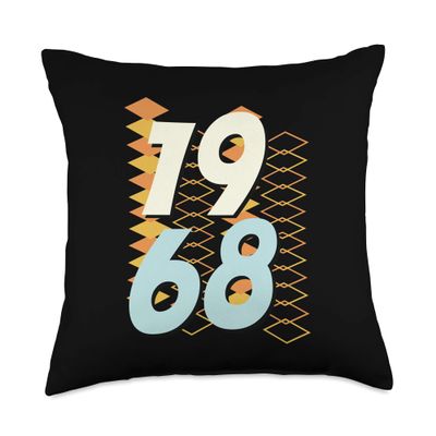 1968 Birthday Gift, 60s 1960s Sixties Hippy Retro Style Fun Throw Pillow