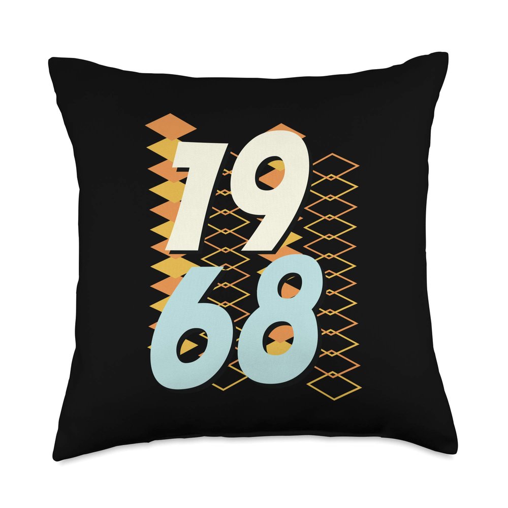 1968 Birthday Gift, 60s 1960s Sixties Hippy Retro Style Fun Throw Pillow