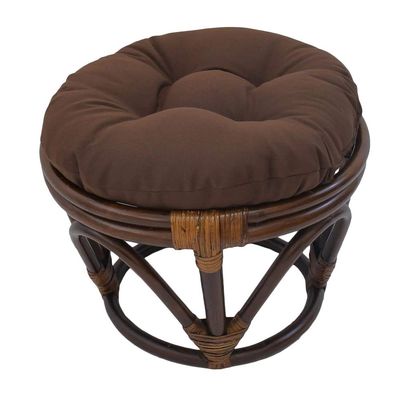 18 Inch Chocolate Brown Round Footstool Papasan Chair Cushion - Indoor Durable Traditional Style Microsuede Bohemian Frame with Padded Cushion Tufted Thick Pad Blazing Needles Rattan Standard Ottoman