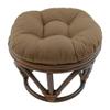18 Inch Toffee Brown Round Footstool Papasan Chair Cushion - Indoor Durable Traditional Style Microsuede Bohemian Frame with Padded Cushion Tufted Thick Pad Blazing Needles Rattan Standard Ottoman view 1