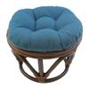 18 Inch Indigo Blue Round Footstool Papasan Chair Cushion - Indoor Durable Traditional Style Microsuede Bohemian Frame with Padded Cushion Soft Tufted Thick Pad Blazing Needles Rattan Standard Ottoman view 1
