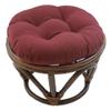18 Inch Burgundy Red Round Footstool Papasan Chair Cushion - Indoor Durable Traditional Style Microsuede Bohemian Frame with Padded Cushion Tufted Thick Pad Blazing Needles Rattan Standard Ottoman view 1