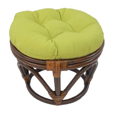 18 Inch Lime Green Round Footstool Papasan Chair Cushion - Indoor Durable Traditional Style Microsuede Bohemian Frame with Padded Cushion Soft Tufted Thick Pad Blazing Needles Rattan Standard Ottoman