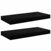 vidaXL Contemporary Floating Wall Shelves Set of 2 - High Gloss Black - 19.7"x9.1"x1.5" - Honeycomb MDF and Metal Frame - Invisible Mounting System view 1