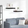 vidaXL Contemporary Floating Wall Shelves Set of 2 - High Gloss Black - 19.7"x9.1"x1.5" - Honeycomb MDF and Metal Frame - Invisible Mounting System view 2