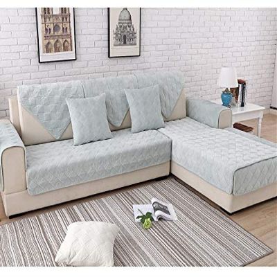 DANADESK 1PC Velvet Sofa Cover, Quilted Sectional Couch Covers, L Shaped Slipcover Non-Slip Love Seat, Armrest Backrest Cover Protector for Sofa (Color : Blue, Size : 90x120cm)