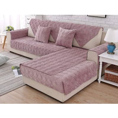 DANADESK 1PC Velvet Sofa Cover, Quilted Sectional Couch Covers, L Shaped Slipcover Non-Slip Love Seat, Armrest Backrest Cover Protector for Sofa (Color : Purple, Size : 110x110cm)
