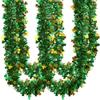 CCINEE 33FT St.Patrick's Day Tinsel Garland,Shamrock Clover Green Gold Metallic Garland for Irish Party Home Decoration view 1