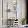 XINGLL Coat Rack Stand Clothes Rack Stand, ModernShoe Rack, Strong Load Bearing, Bedroom Foyer Entryway Hallway Change Shoe Bench, Can Hang Hats Clothes Scarf view 3