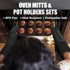 RORECAY Silicone Oven Mitts and Pot Holders Sets, Gloves for Kitchen, Black view 2