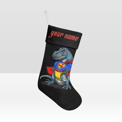 XIUCOO Custom Christmas Stockings with Name Personalized Xmas Festive Gift Decor 17.52 x 7.87 Inch Dinosaurs