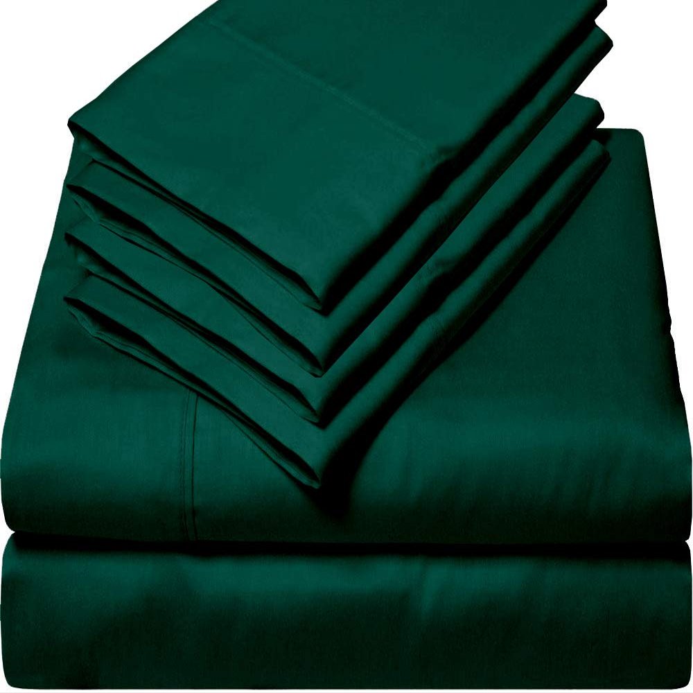 6 Piece Sheet Set 100% Giza Egyptian Cotton Sheets, Giza-Bed Sheet-Pillow, 1000-TC Long-Staple-Cotton, Sateen Weave Soft Silky Feel, Fits Mattress Upto 18" Deep Pocket- (King-Teal Blue)