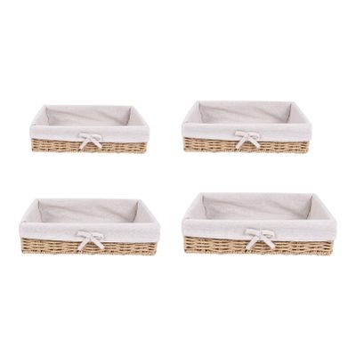 Cabilock Rustic Wicker Storage 4-pack Black Organizing for Desk Simulated Rattan Craftsmanship
