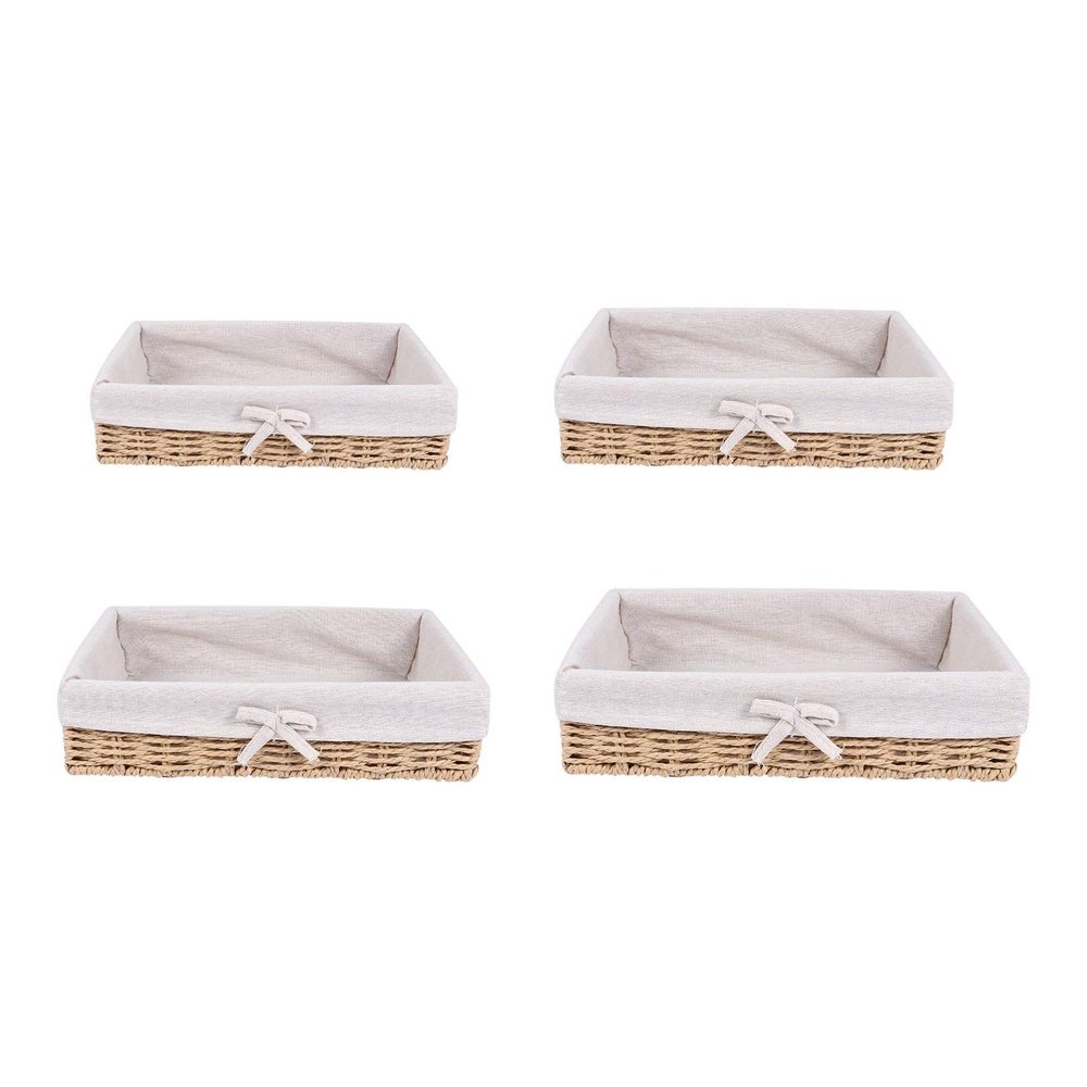 Cabilock Rustic Wicker Storage 4-pack Black Organizing for Desk Simulated Rattan Craftsmanship