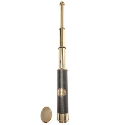 A.A.Nauticals - 16 Inch Royal Navy Brass Telescope with Cap Lid - Handmade Antique Nautical Reproduction - Rustic Decor and Gift Item (Leather Moulded, Dual Focal Lens,10-15X)