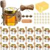 Adabocute Mini Honey Jars - Hexagon Little Glass Honey Jar with Gold Lids, Wooden Dippers, Bee Charms and Jutes - Small Honey Jars for Baby Showers, 20Pack view 1