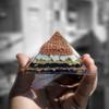 Energy Generator Angelite Stone and Black Tourmaline Stone with Copper Ball and Coppper Dust Orgone Pyramid | EMF Pyramid view 3
