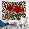 Leopard Tapestry Red Rose Wall Hangings for Adult Women Girls Wild Animal Safari Cheetah Spot Decor Tapestries Brown Leopard Pattern Bed Tapestry Wall for Living Room Bedroom Home Decor,59"x82" view 3