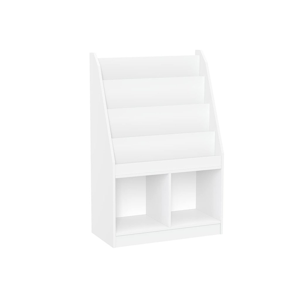 RiverRidge Kids Bookshelf & Toy Storage Organizer with 4 Book Racks, 2 Cubbies - Versatile Toy Organizer for Bedroom or Playroom Book Nook Toy Tidy