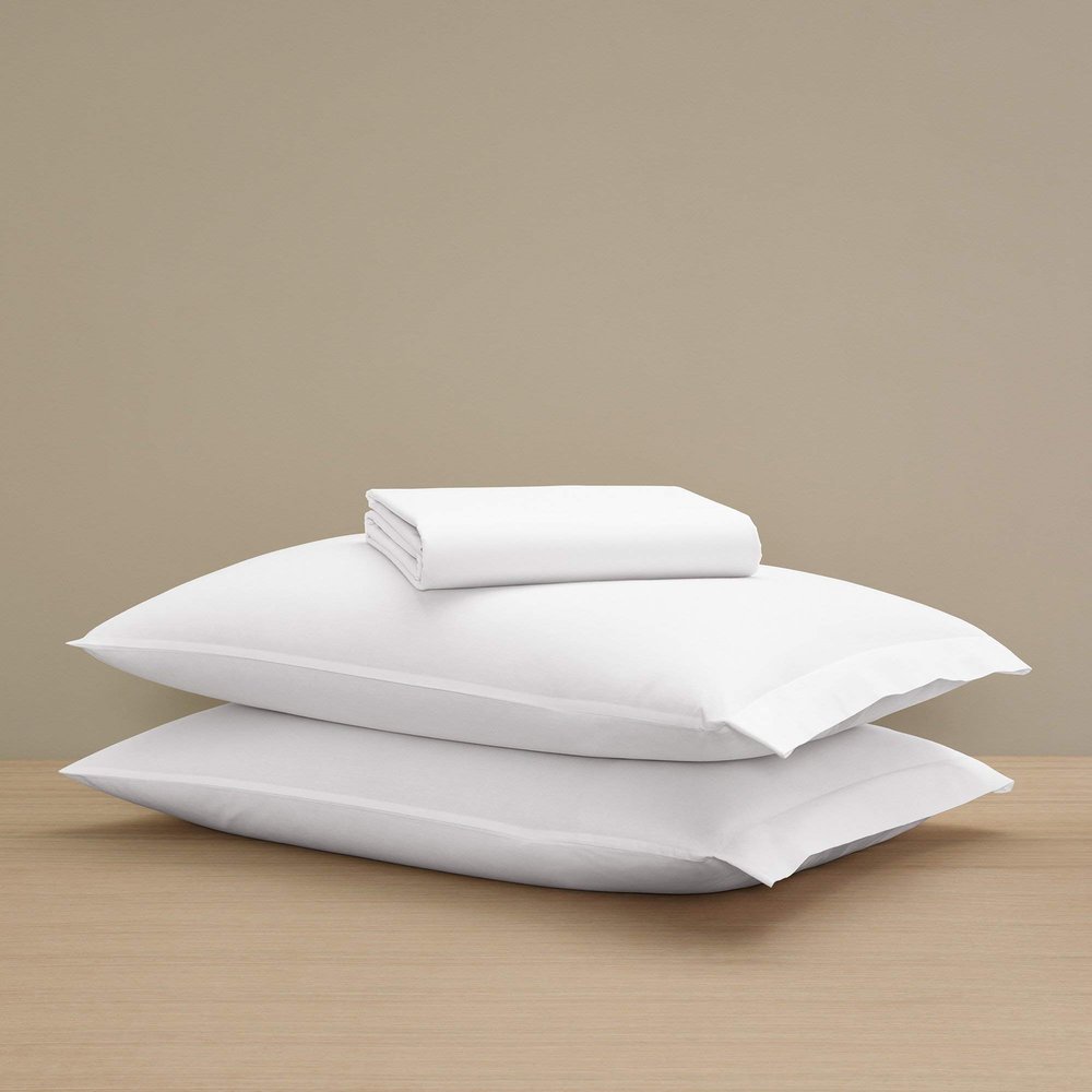 H by Frette Percale Simple Sheet Set (Queen) - Luxury All-White Bedding Sheet Set/Includes Pillowcases and a Fitted Sheet
