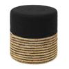 REDEARTH  Cylindrical Pouf Ottoman - Braided Pouffe Accent Sitting Round Footrest for Living Room, Bedroom, Nursery, kidsroom, Patio, Gym; 70% Cotton 30% Jute, (14.5X14.5X16; Black Natural) view 1