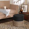 REDEARTH  Cylindrical Pouf Ottoman - Braided Pouffe Accent Sitting Round Footrest for Living Room, Bedroom, Nursery, kidsroom, Patio, Gym; 70% Cotton 30% Jute, (14.5X14.5X16; Black Natural) view 2