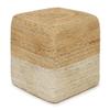 REDEARTH  Cube Pouf Ottoman - Braided Pouffe Accent Sitting Square Footrest for Living Room, Bedroom, Nursery, kidsroom, Patio, Gym; 100% Jute (14.5"x14.5"x16"; Natural Ivory)