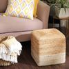 REDEARTH  Cube Pouf Ottoman - Braided Pouffe Accent Sitting Square Footrest for Living Room, Bedroom, Nursery, kidsroom, Patio, Gym; 100% Jute (14.5"x14.5"x16"; Natural Ivory) view 2