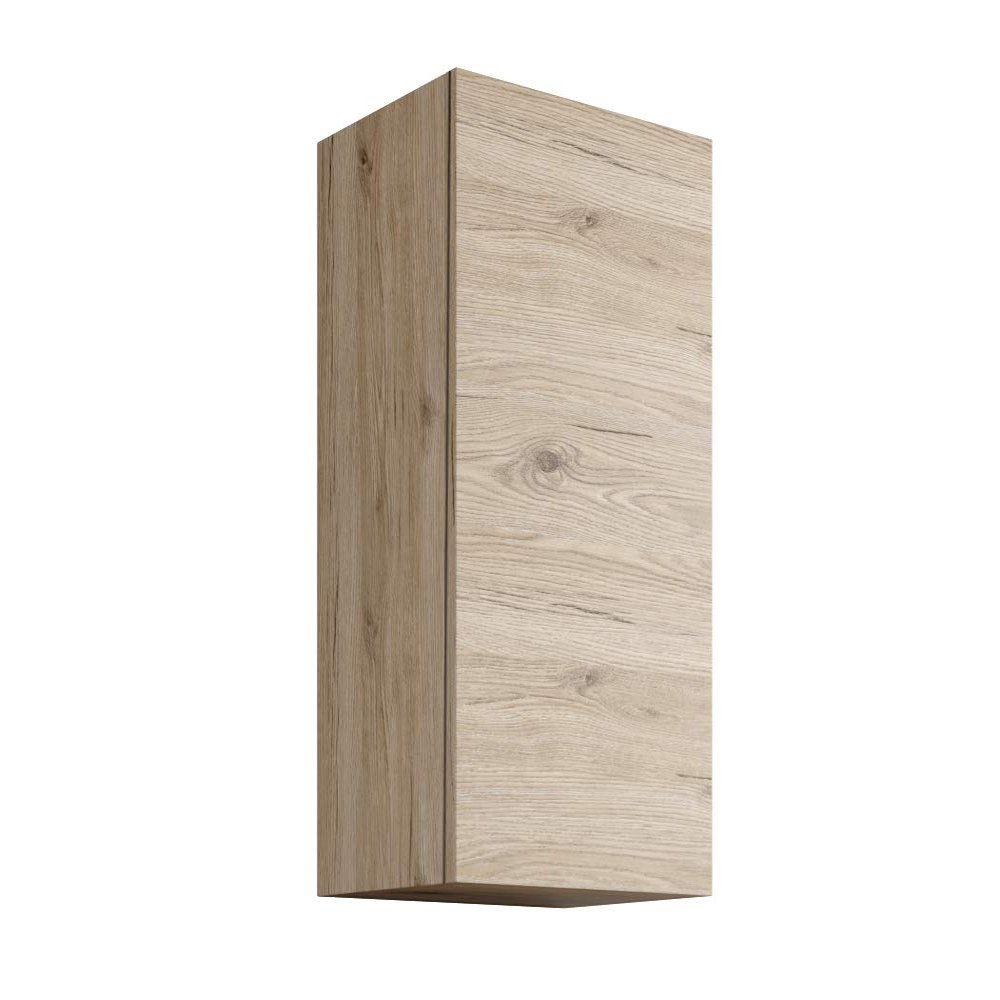 Mama Store Athena Reversible Single Wall Unit with push and pull opening system, Laminate, Natural Oak L. 30 X D. 22 X H. 71 Cm