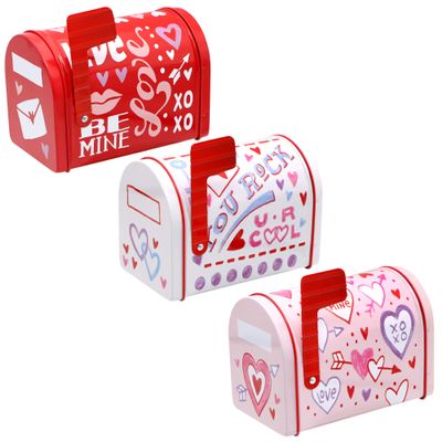 JOYIN 3 Packs Valentine Tin Mailbox for Party Favors, Classroom Prize Supplies, Greeting Cards, Exchange Gifts