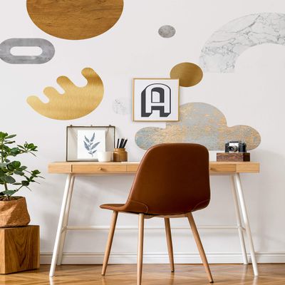 Minimalist Mid-Century Art Shapes Vinyl Peel and Stick Wall Stickers