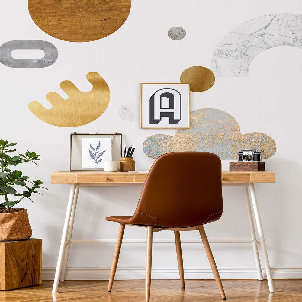 Minimalist Mid-Century Art Shapes Vinyl Peel and Stick Wall Stickers