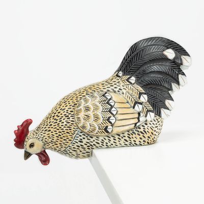 Abbott Collection Peering Rooster - Beige & Black (12" Long)