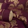 7pc Royal Jacquard Gold/Maroon Red Comforter Sets Cal King | Elegant Damask Floral Pattern Rich Bold Look Luxury Bedding, Vibrant Two-Tone Color Hues Sophisticated Soft Plush Fluffy Comforter Bedskirt view 2