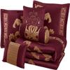 7pc Royal Jacquard Gold/Maroon Red Comforter Sets Cal King | Elegant Damask Floral Pattern Rich Bold Look Luxury Bedding, Vibrant Two-Tone Color Hues Sophisticated Soft Plush Fluffy Comforter Bedskirt view 4